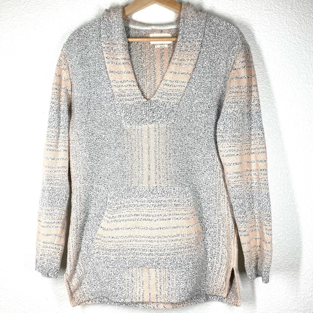 Aritzia TNA Sweater Poncho Baja Hoodie  Pullover  Gray Peach Small Mexican style